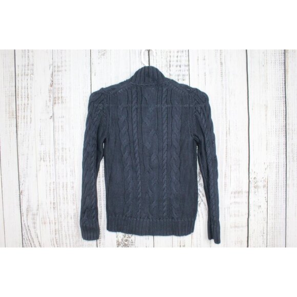 LL Bean Double L Cable Sweater Zip Cardigan Blue Size S Pet - Picture 7 of 10